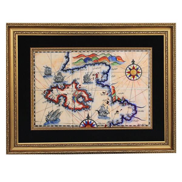 Piri Reis, Ayvalık - Midilli Haritası Çini Tablosu (70x90 cm)
