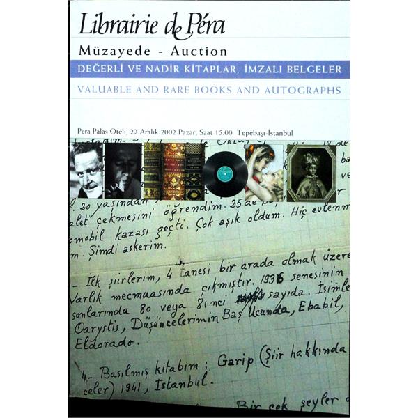 Librairie de Pera - Müzayede - Değerli ve Nadir Kitaplar İmzalı Belgeler
